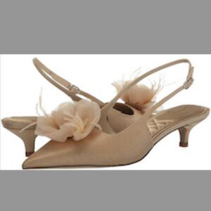 Sam Edelman Women's Faye Embellished Feather Slingback Kitten-Heel Pumps 8 1/2